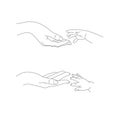 Babys hand reaching up to its mothers palms vector