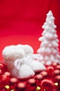 Babyshoes in front of christmastree Royalty Free Stock Photo