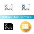 Babysitter certificate icon. Professional employee. Five star recommendation. Woman candidate with work experience Royalty Free Stock Photo