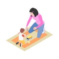 Babysitter Isometric Illustration