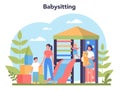 Babysitter service or nanny agency concept. In-home babysitter.