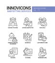 Babysitting services - vector line design style icons set