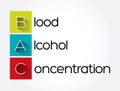 BAC - Blood Alcohol Concentration acronym, medical concept background