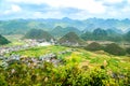 Bac Son valley with Rice field in harvest time, Lang Son province, Vietnam Royalty Free Stock Photo