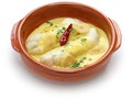 Bacalao al pil pil, spanish cuisine, basque country Royalty Free Stock Photo