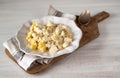 Bacalhau com natas Portuguese cuisine Traditional Portugal dish baked cod with potatoes, onions and cream Royalty Free Stock Photo