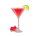 Bacardi cocktail, an aperitif cocktail with light rum, grenadine, lime or lemon. Classic bar drink. Royalty Free Stock Photo