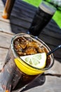Bacardi and coke with ice and lemon drink Royalty Free Stock Photo