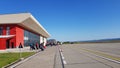 Bacau airport arrivals queue during COVID pandemic, Romania Royalty Free Stock Photo