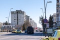 Heavy traffic in the center of Bacau, a city in north-east Romania Royalty Free Stock Photo