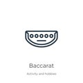 Baccarat icon. Thin linear baccarat outline icon isolated on white background from activity and hobbies collection. Line vector