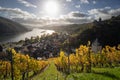 Bacharach with panoramic view small town in the Rhine Valley in autumn in the vineyards in Rhineland-Palatinate Royalty Free Stock Photo