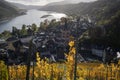 Bacharach with panoramic view small town in the Rhine Valley in autumn in the vineyards in Rhineland-Palatinate Royalty Free Stock Photo