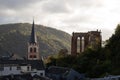 Bacharach with panoramic view small town in the Rhine Valley in autumn in the vineyards in Rhineland-Palatinate Royalty Free Stock Photo