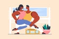 Bachata dance concept with people scene in flat design.