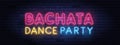 Bachata dance party colorful neon banner