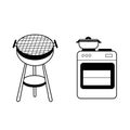 Bachelor Kitchen Vector - Griller and Stove Royalty Free Stock Photo