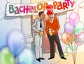 Bachelor party groom and best man drinking beer illustration Royalty Free Stock Photo
