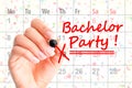 Bachelor party noted on calendar