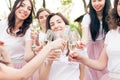 Bachelorette party and happy girls celebrating with champagne Royalty Free Stock Photo