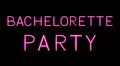 Bachelorette party hot pink realistic neon sign on black background. Hens party decoration. Girls night out. Wedding planning and