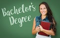 Bachelors Degree Written On Chalk Board Behind Mixed Race Young Royalty Free Stock Photo