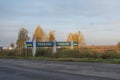 A shield with the inscription Ukraine at the Ukraine-Russia checkpoint