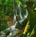 Bachkovsky waterfall, Bulgaria - panorama Royalty Free Stock Photo