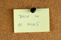 Back in 10 minutes Royalty Free Stock Photo