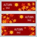 Autumn style horizontal banners vector collection Royalty Free Stock Photo