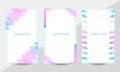 Light blue and pink triangular simple vector flyer or business brochure template background set. Bright geometric pattern Royalty Free Stock Photo