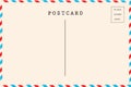 Back of airmail blank postcard. Royalty Free Stock Photo