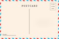 Back of airmail blank postcard. Royalty Free Stock Photo