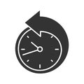 Back arrow around clock glyph icon