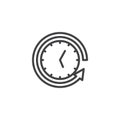 Back arrow around clock outline icon Royalty Free Stock Photo