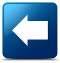 Back arrow icon blue square button Royalty Free Stock Photo
