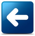 Back arrow icon blue square button Royalty Free Stock Photo