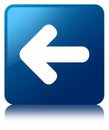 Back arrow icon blue square button Royalty Free Stock Photo