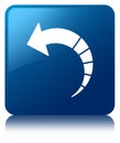Back arrow icon blue square button Royalty Free Stock Photo