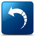 Back arrow icon blue square button Royalty Free Stock Photo