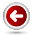 Back arrow icon prime red round button Royalty Free Stock Photo