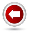 Back arrow icon prime red round button Royalty Free Stock Photo