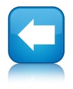 Back arrow icon special cyan blue square button Royalty Free Stock Photo