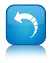 Back arrow icon special cyan blue square button Royalty Free Stock Photo