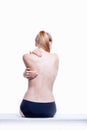 Back of beautiful nude woman on white background Royalty Free Stock Photo