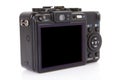 Back of black digital compact camera
