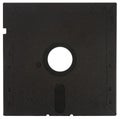 Back of a black floppy disk