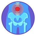 Back bone pain. Spine ache round icon