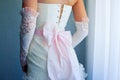 Back of bride in wedding dress Royalty Free Stock Photo