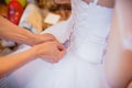 Back of bride in wedding dress Royalty Free Stock Photo